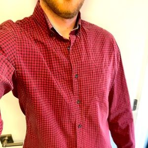 J Crew Men’s medium red check button down
